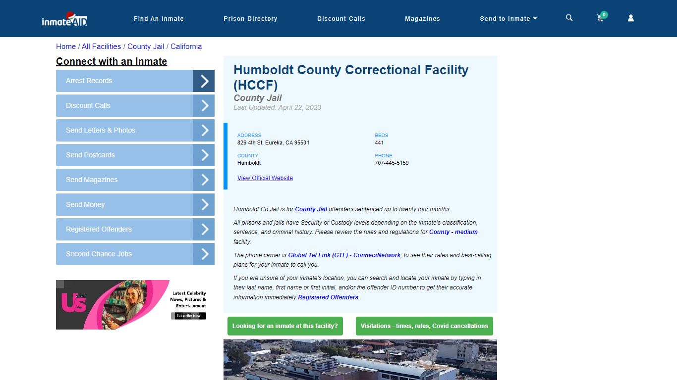 Humboldt County Correctional Facility (HCCF) - Inmate Locator - Eureka, CA